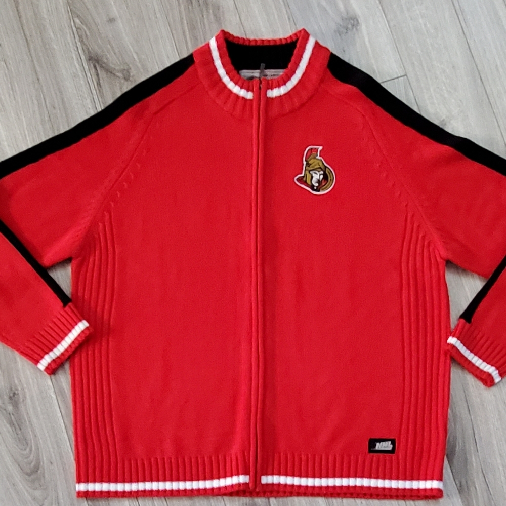 VINTAGE NHL Ottawa Senator's Zip-Up Sweater Cardigan, Retro, Men's XXL, EUC